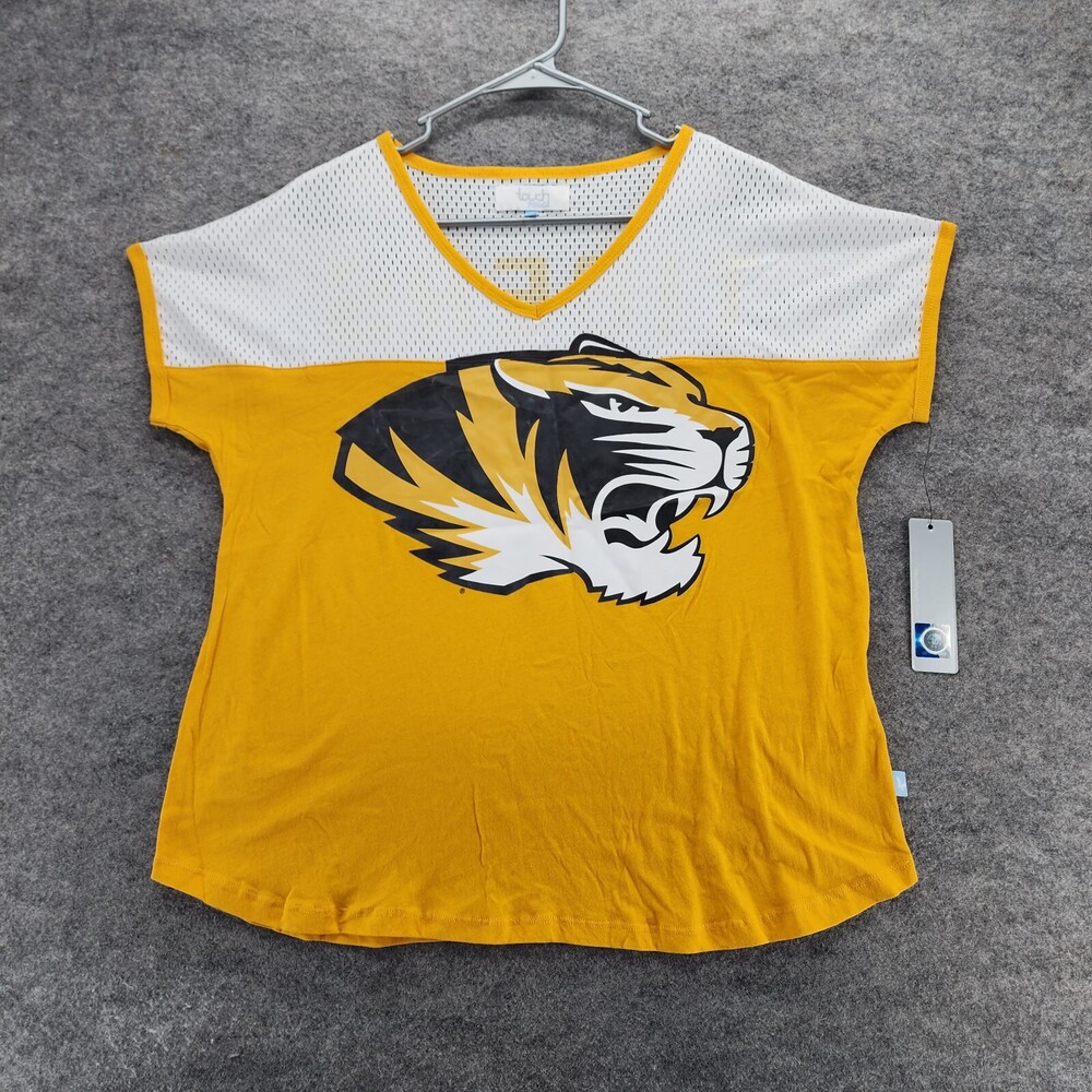 Missouri Tigers Mizzou Shirt Womens Large Short Sleeve Yellow Touch Stadium